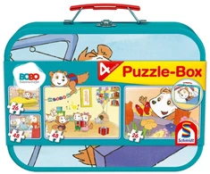 Dėlionė Schmidt Spiele Bobo Siebenschläfer dėlionių rinkinys metaliniame lagamine 55892, 148 vnt., 2x26, 2x48, nuo 36 mėn.