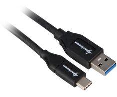 Sharkoon USB 3.2 Gen 2 Kabelis, USB-A Stecker > USB-C Stecker (juodas, 1 Meter)