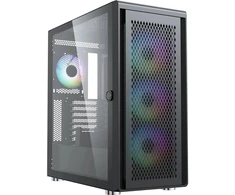 Silentware Kompiuterio korpusas AIR10, 2x USB 2.0, 1x USB 3.0, 2 ventiliatoriai, grūdintas stiklas, juoda, mATX, 240mm radiatorius