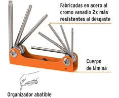 8 in 1 sulankstomas TORX atsuktuvų rinkinys metaliniame korpuse. T9-10-15-20-25-27-30-40 Truper®