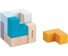 PlanToys kelioninės medinės kaladėlės - mini Kubas / Dėlionė (PT4134)