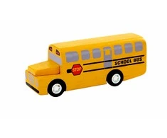 PlanToys žaislas - medinė mašinėlė Mokyklinis autobusas (PT6049)