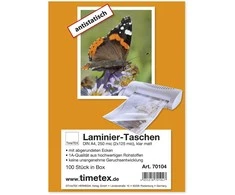 TimeTEX Laminavimo vokai A4 2x125 mic, matinis paviršius, 100 vnt. (TT70104)