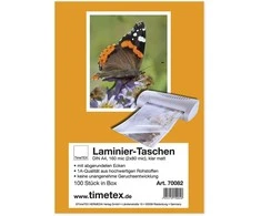 TimeTEX Laminavimo vokai A4 2x80 mic, matinis paviršius, 100 vnt. (TT70082)