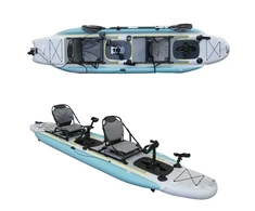 Dvivietė pripučiama minama baidarė AMBER I-Cruiser II, FLAP pedal, 42 x 100 x 20 cm, Urban Sky, Dropstich PVC