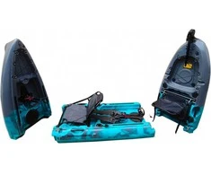 Dvivietė žvejybinė modulinė pedalinė baidarė AMBER GOBY 13.8, FLAP pedal, 420 x 78 x 32 cm, Juodas Teal, HDPE (Nemokamas pristatymas)