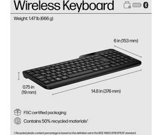 Hewlett Packard (HP) HP 475 Wireless Silent Klaviatūra - dviejų režimų, atsparus išsiliejimui, dezinfekuojamas, programuojamas - Juodas - US ENG