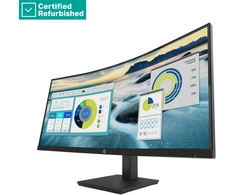 Hewlett Packard (HP) RENEW Sidabrinis HP P34hc G4 Curved Charging Monitorius - 34" 3440x1440 WQHD 250-nit 100Hz AG, Curved, VA, USB-C(65W)/HDMI/DisplayPort, 4x USB-A, speakers, height adjustable/tilt, 1 metai
