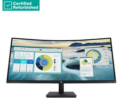 Hewlett Packard (HP) RENEW Sidabrinis HP P34hc G4 Curved Charging Monitorius - 34" 3440x1440 WQHD 250-nit 100Hz AG, Curved, VA, USB-C(65W)/HDMI/DisplayPort, 4x USB-A, speakers, height adjustable/tilt, 1 metai