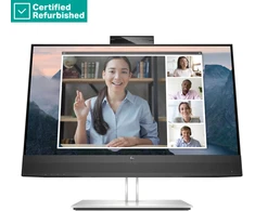 Hewlett Packard (HP) RENEW Sidabrinis HP E24mv G4 FHD Conferencing Monitorius - 23.8" 1920x1080 FHD 250-nit 60Hz AG, IPS, HDMI/VGA/DisplayPort, 4x USB-A, speakers, 5MP webcam, height adjustable/tilt/swivel/pivot, 1 metai
