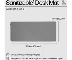 HP 205 Desk Mat/Pelė kilimėlis - Anti-Slip, Sanitizable, Spill-resistant - Pilkas, 70x30cm