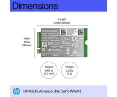 HP 4G LTE Modem m.2 WWAN Cat 16 Mobile Broadband Cellular (compatible with WWAN-ready ProBook EliteBook 4 6 - G1i G1a - 13 14 16) (Pažeista pakuotė)