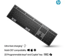 HP 725 Belaidė klaviatūra - Multi-Device, Dual-Mode, Programmable, Rechargeable - Nightfall Juodas, spill resistant - ENG
