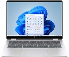 HP OmniBook 5 Flip 14-fp0053nn - i5-1334U, 16 GB, 512 GB SSD, 14 2K 300 nitų lietimui jautrus ekranas AG, 1080p kamera, JAV klaviatūra su foniniu apšvietimu, 68 Wh, Glacier sidabrinis, Windows 11 Home, 1 metai