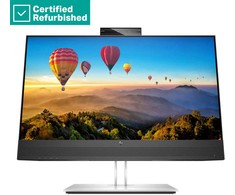 Hewlett Packard (HP) RENEW Sidabrinis HP E24m G4 FHD Conferencing Monitorius - 23.8" 1920x1080 FHD 300-nit 75Hz AG, IPS, USB-C(65W)/HDMI/DisplayPort Daisy-Chain, 4x USB-A, speakers, 5MP webcam, RJ-45 LAN, height adjustable/tilt/swivel/pivot, 1 metai (Atnaujinta)