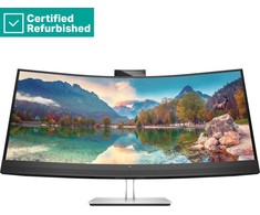 Hewlett Packard (HP) RENEW Sidabrinis HP E34m G4 Curved Conferencing Monitorius - 34" 3440x1440 WQHD 400-nit 75Hz AG, Curved, VA, USB-C(65W)/HDMI/DisplayPort, 4x USB-A, speakers, 5MP webcam, RJ-45 LAN, height adjustable/tilt/swivel, 1 metai (Atnaujinta)