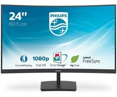 Monitorius Philips 241E1SC/00 23.6", Juodos spalvos