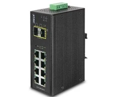 Šakotuvas Planet IP30 Industrial 8* 1000TP + 2* 100/1000F SFP visiškai valdomas Ethernet jungiklis (nuo -40 iki 75 laipsnių C)