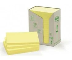 Ekologiškas lipdukų bloknotas „Post-it TOWER“, 76 x 127 mm, pastelinės geltonos spalvos, 16 vnt. po 100 lapų (3M0282)