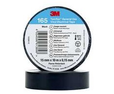 3M 165BK1E, 1 vnt., Juoda, PVC, 600 V, Lizdinė plokštelė, 10 m