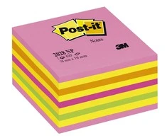 3M Lipnūs lapeliai Post-it Ledinukai kubas, 76 x 76 mm, 450 laplių, neoninių rausvų spalvų derinys