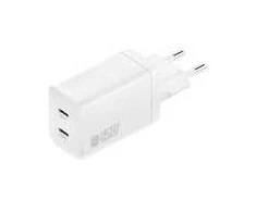 Laidinis įkroviklis 4smarts PDPlug Dual 45W GaN 2xUSB-C baltos spalvos