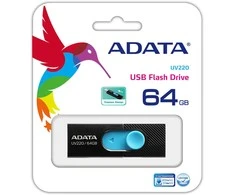 ADATA | USB Flash Drive | UV220 | 64 GB | USB 2.0 | Juodas/Mėlyna