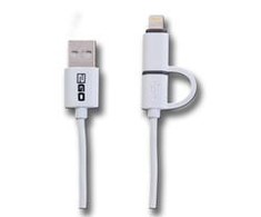 Kabelis USB 2GO USB-A - microUSB + Lightning 1 m Baltas (795637)