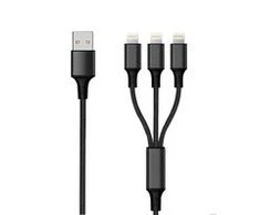 2GO USB laidas USB-A – USB-C + microUSB + Lightning 1,5 m Juodas (797155)