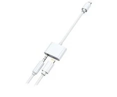 2GO 2GO garso-įkrovimo-adapteris Stereo Lightning 10cm baltas