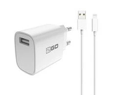 Įkroviklis 2GO Įkroviklis su kablem Lightning - balta 10,5W 1x USB-A