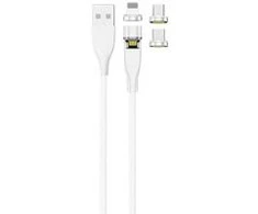 USB kabelis 2GO USB-A - USB-C + microB + Žaibas Baltas (797317)
