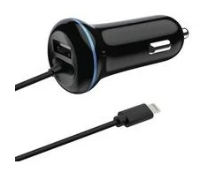 Įkroviklis 2GO 2GO USB-Kfz-Ladegerät 2400mA Lightning + 1x USB 1,4m juodas