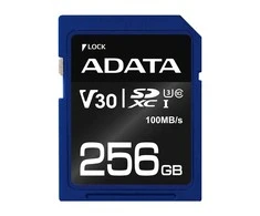 Atminties kortelė ADATA Premier Pro UHS-I SDXC, 256 GB, Flash atminties klasė 10, U3, V30, 85 MB/s, 100 MB/s