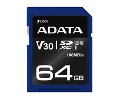 Atminties kortelė A-DATA Premier Pro SDXC, UHS-I U3 Class 10, 64GB, mėlyna / ADATA-338