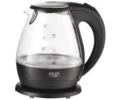 Adler | Virdulys | AD 1224 | Standard | 2000 W | 1.5 L | Glass | 360° rotational base | Juodas