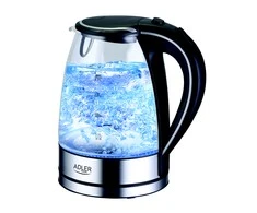 Adler | Virdulys | AD 1225 | Standard | 2000 W | 1.7 L | Glass | 360° rotational base | Nerūdijantis plienas/Transparent