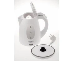 Adler | Virdulys | AD 1207 | Standartinis | 2000 W | 1,5 l | Plastikas | 360° sukamasis pagrindas | Baltas
