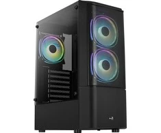 „Aerocool Quantum Mesh v3 Midi-Tower“, RGB, grūdintas stiklas - juodos spalvos
