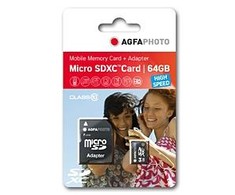 AgfaPhoto Micro SDXC UHS-I 64GB didelės spartos 10 klasės U1 + adapteris
