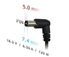 Akyga Nešiojamojo kompiuterio maitinimo šaltinis AK-ND-46 18.5V/6.5A 120W 7.4x5.0 mm + kontaktas HP