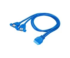 Adapteris su kabeliu Akyga AK-CA-62 2x USB A 3.0 A (f) / USB 19 pin (f) 65cm