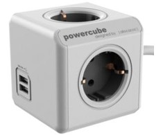 Galia - Allocacoc PowerCube Extended USB 4 Outlets 2 USB 3m Pilka
