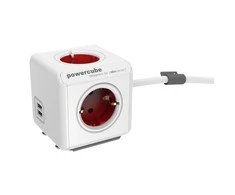 Allocacoc PowerCube Extended USB 1,5 m - raudona