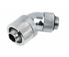 Alphacool HF Connection 45 Degree G1/4 Inch Female Thread to 16/10mm – Rotatable, Chrome Sidabrinis