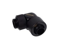 Alphacool varveklio jungtis 90 laipsnių nuo G1/4 colio AG iki 13/10 mm – pasukama, juoda
