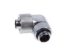 Alphacool Eiszapfen Connector 90 Degree G1/4 Inch Female Thread to 13/10mm – Rotatable, chrome sidabrinis