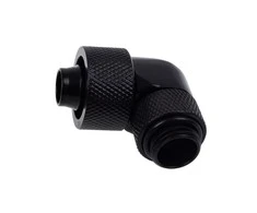 „Alphacool“ jungtis, 90 laipsnių, G1/4 colio, vidinis sriegis, 16/10 mm, pasukama, juoda