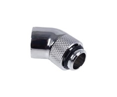 Alphacool Eiszapfen Adapteris 45 Degree G1/4 Inch Male to G1/4 Inch Female – Rotatable, Chrome Sidabrinis