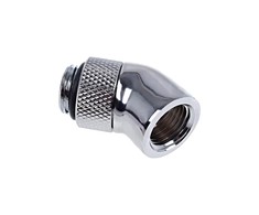 Alphacool Eiszapfen Adapteris 45 Degree G1/4 Inch Male to G1/4 Inch Female – Rotatable, Chrome Sidabrinis